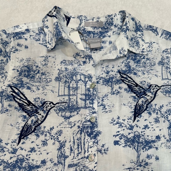 Chico's Blue and White Midi Dress with Chic Style Size 1 or Small - Picture 4 of 16